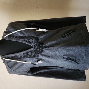 Roxy Women's Sweatshirt Hoodie Size Small Grey with embroidery